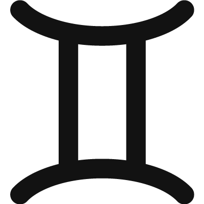 A imagem retrata o símbolo do signo de Gêmeos. Duas barras verticais simbolizando Castor e Pólux. Dois irmãos muito unidos.